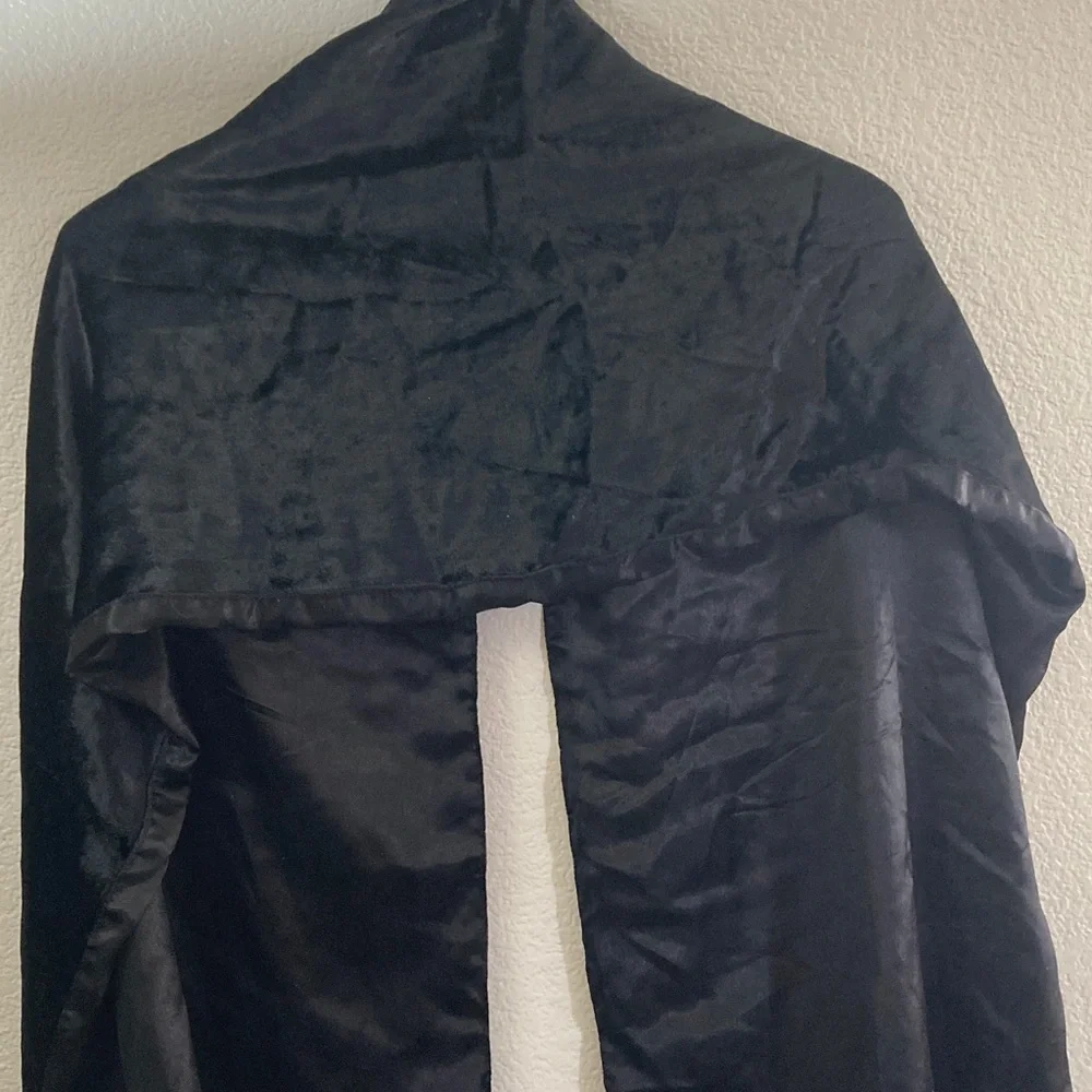 Black crushed velvet Women's Scarf with silky lining whimsigoth glamour dramatic